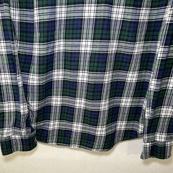 Lucky Brand Button Up Flannel Shirt Mens Size Large Green Blue Plaid Long Sleeve - Picture 12 of 12